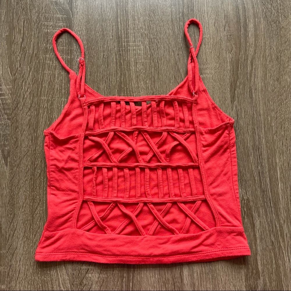 Coral Crop Top with Back Detail